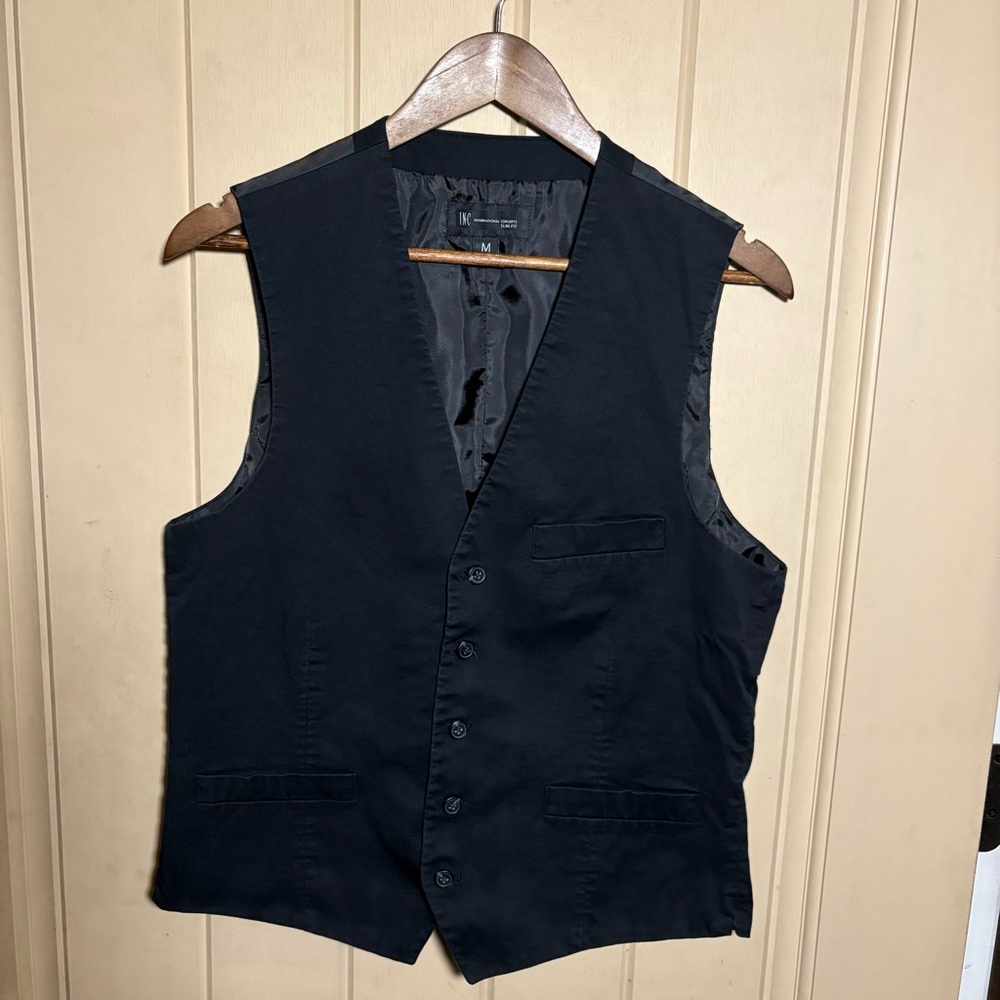 INC International Concepts Black Slim Fit Vest